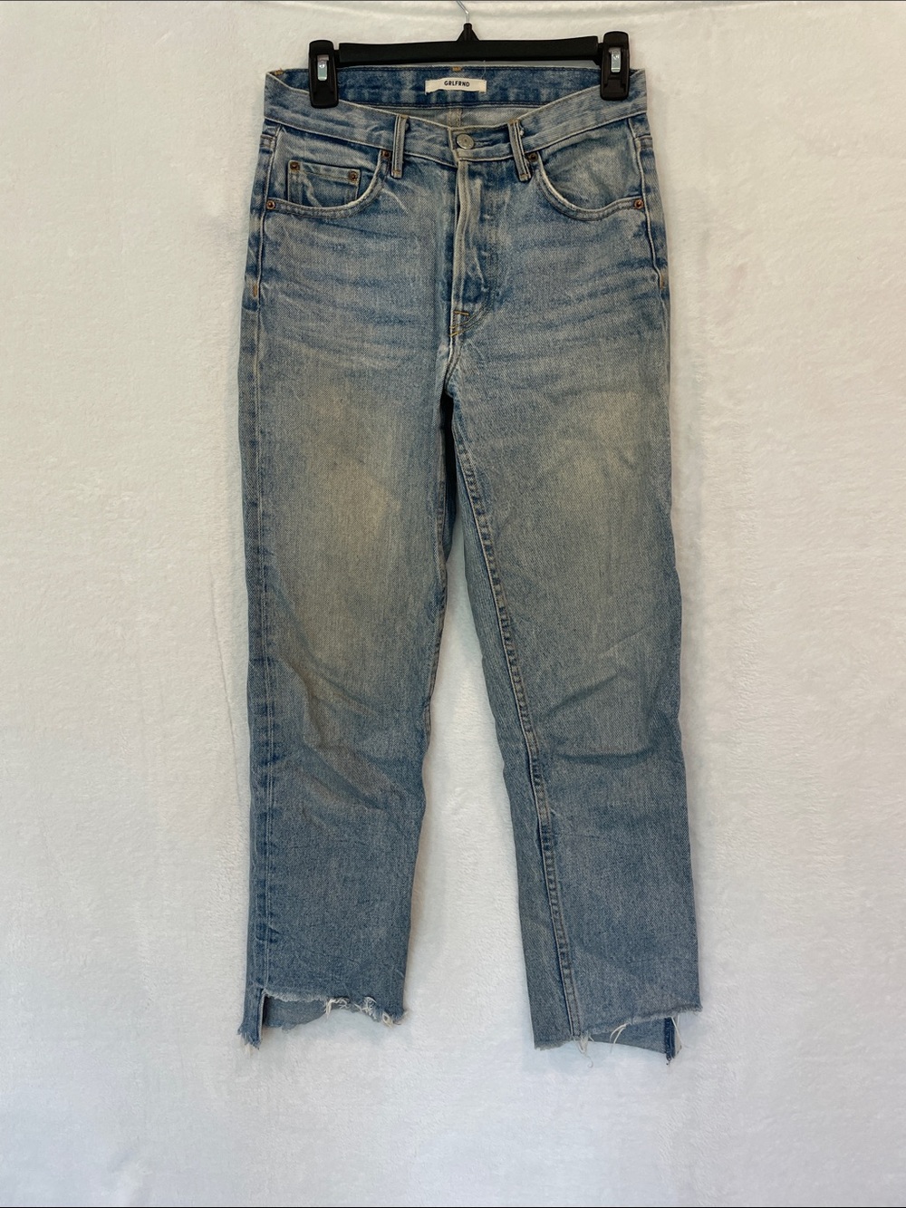 GRLFRND Helena High Rise Jeans Cut Off Vintage Wash Womens Sz 25 Straight Leg